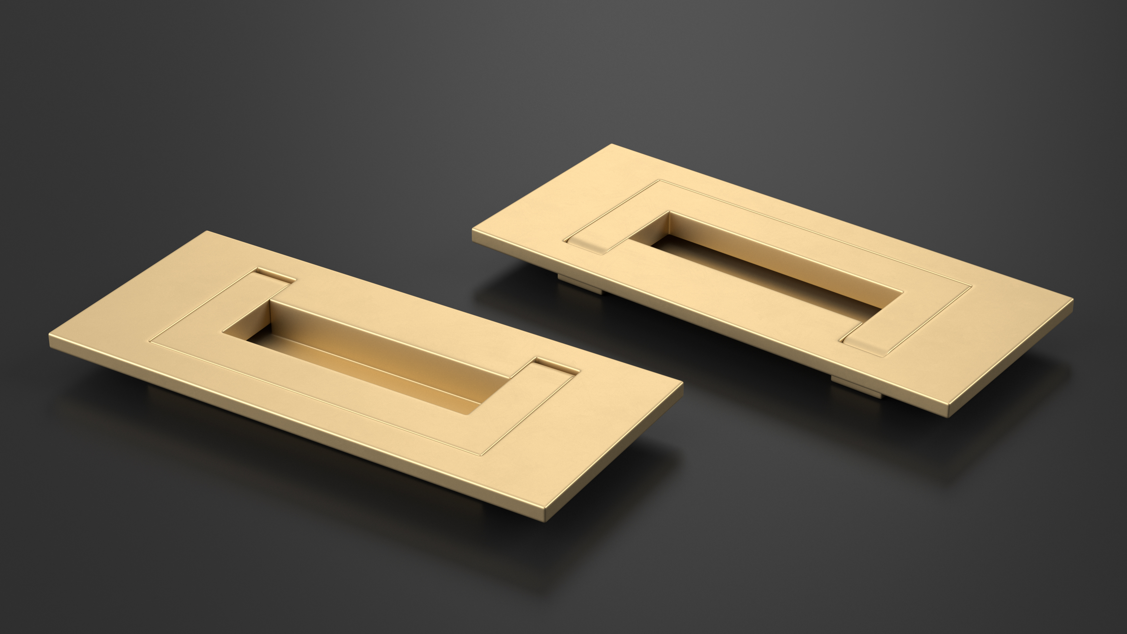 3D model Kitchen Cabinet Handle Recessed Rectangular Bronze