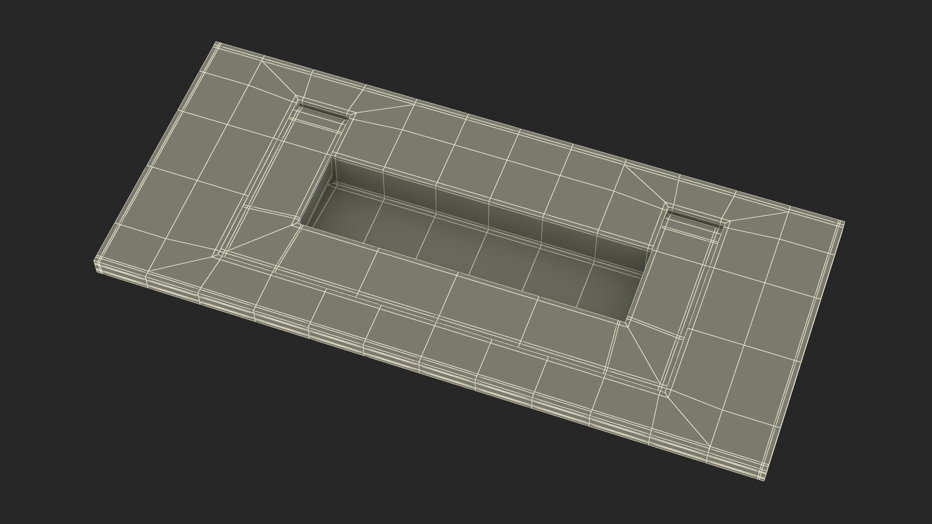 3D model Kitchen Cabinet Handle Recessed Rectangular Bronze