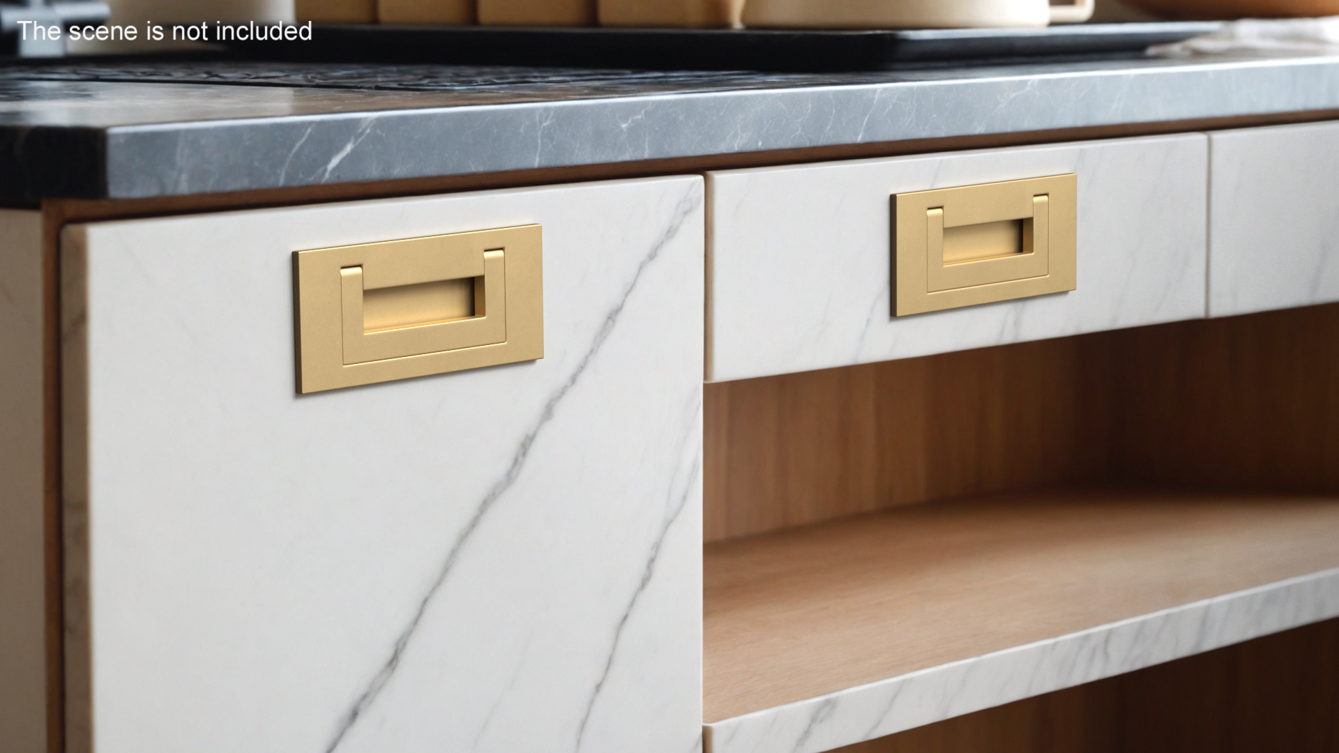 3D model Kitchen Cabinet Handle Recessed Rectangular Bronze