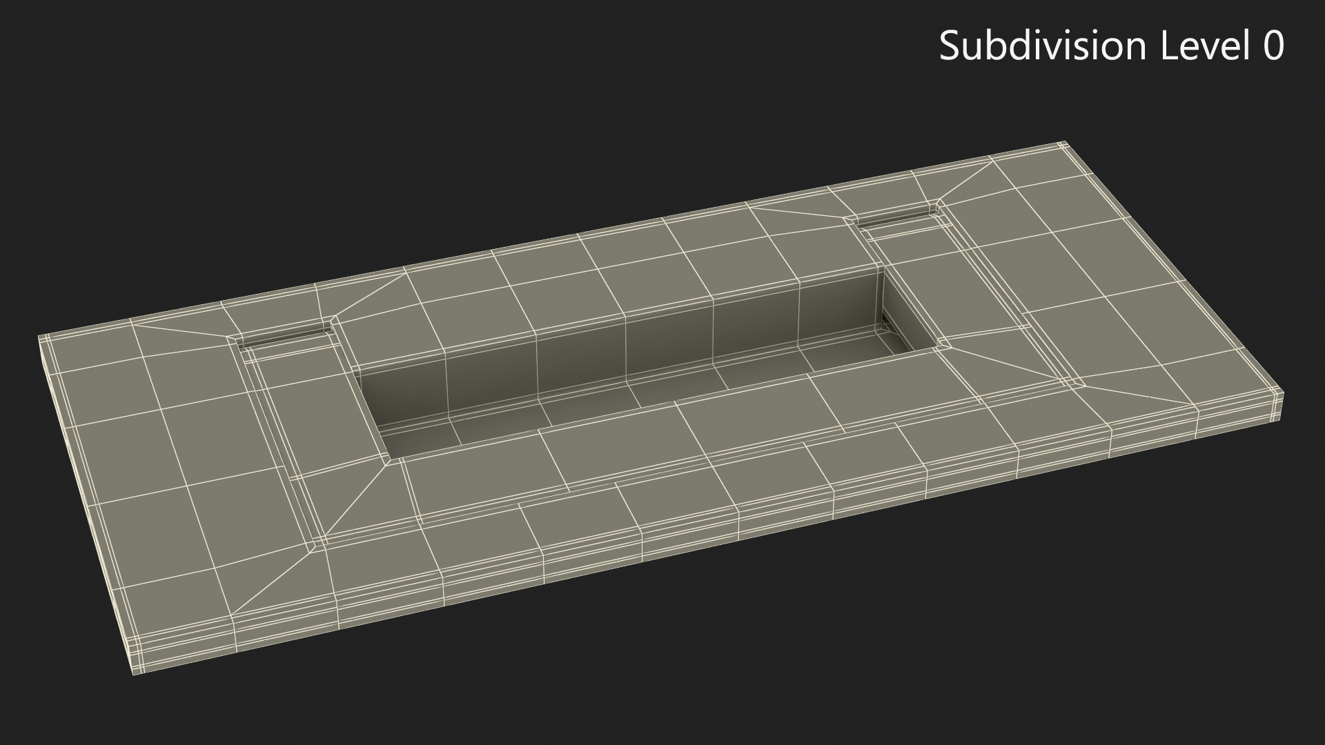 3D model Kitchen Cabinet Handle Recessed Rectangular Bronze