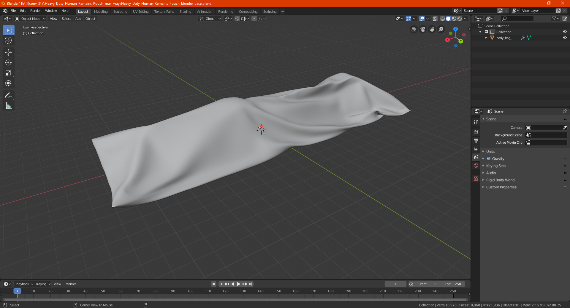 3D model Heavy Duty Human Remains Pouch