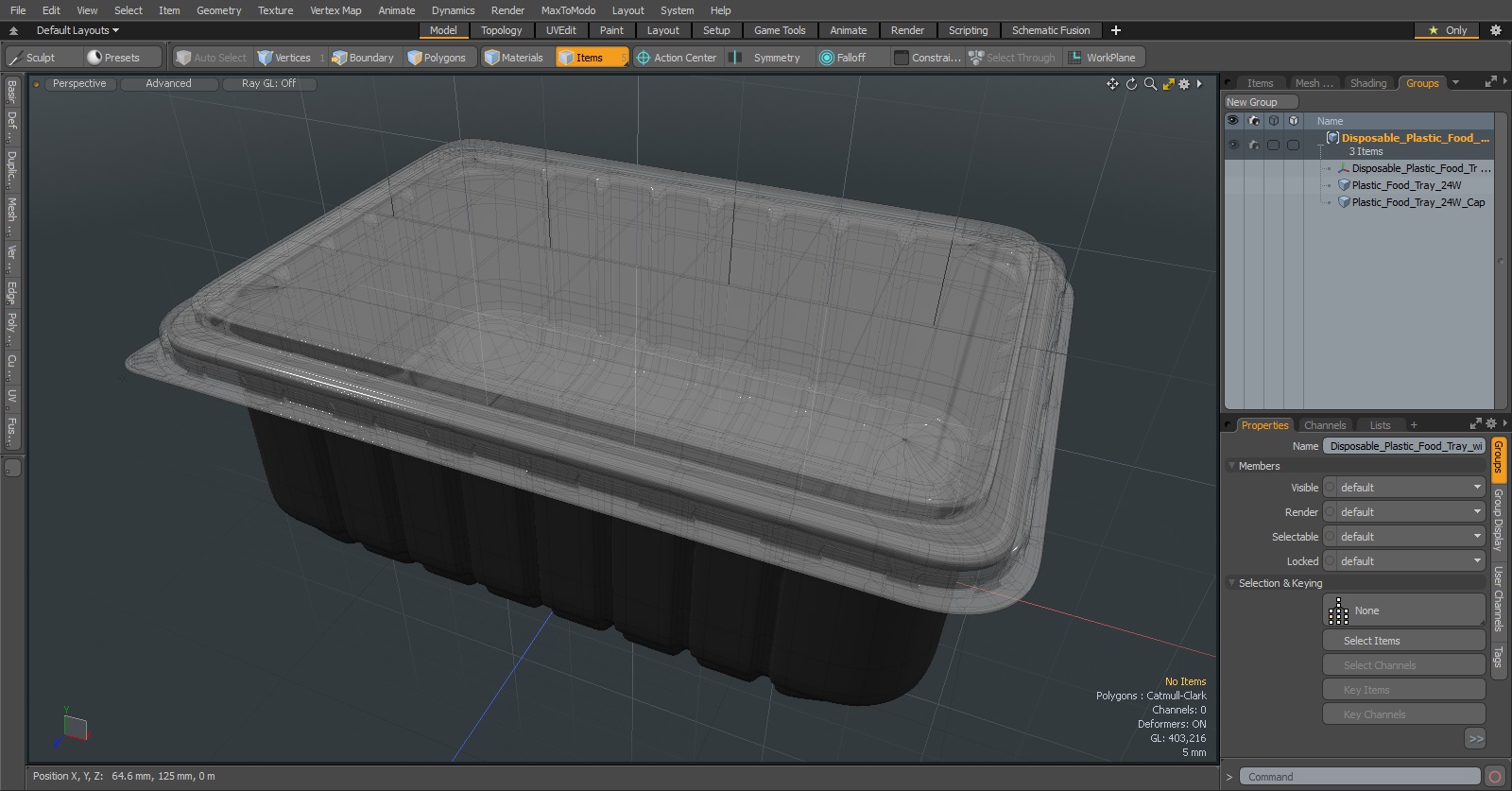 3D model Disposable Plastic Food Tray with Lid 21x15cm