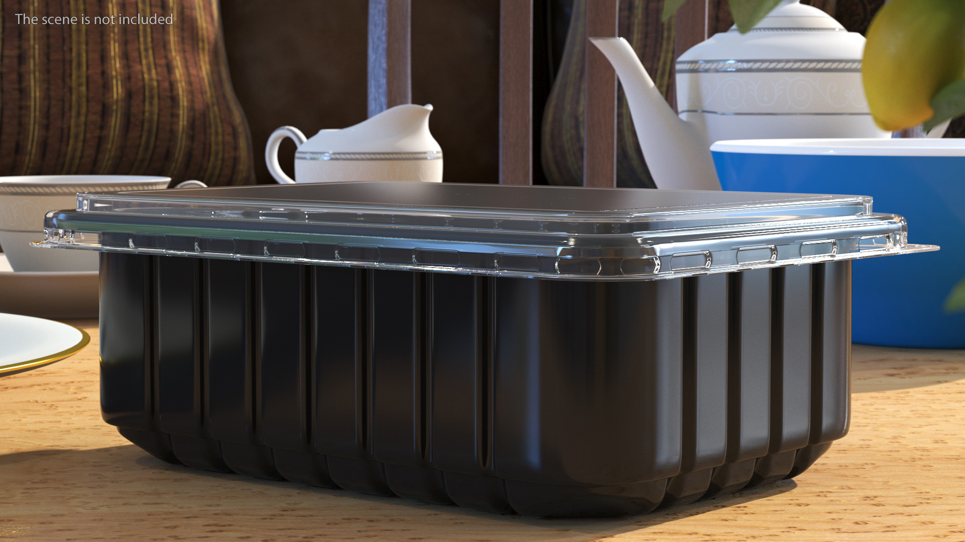 3D model Disposable Plastic Food Tray with Lid 21x15cm