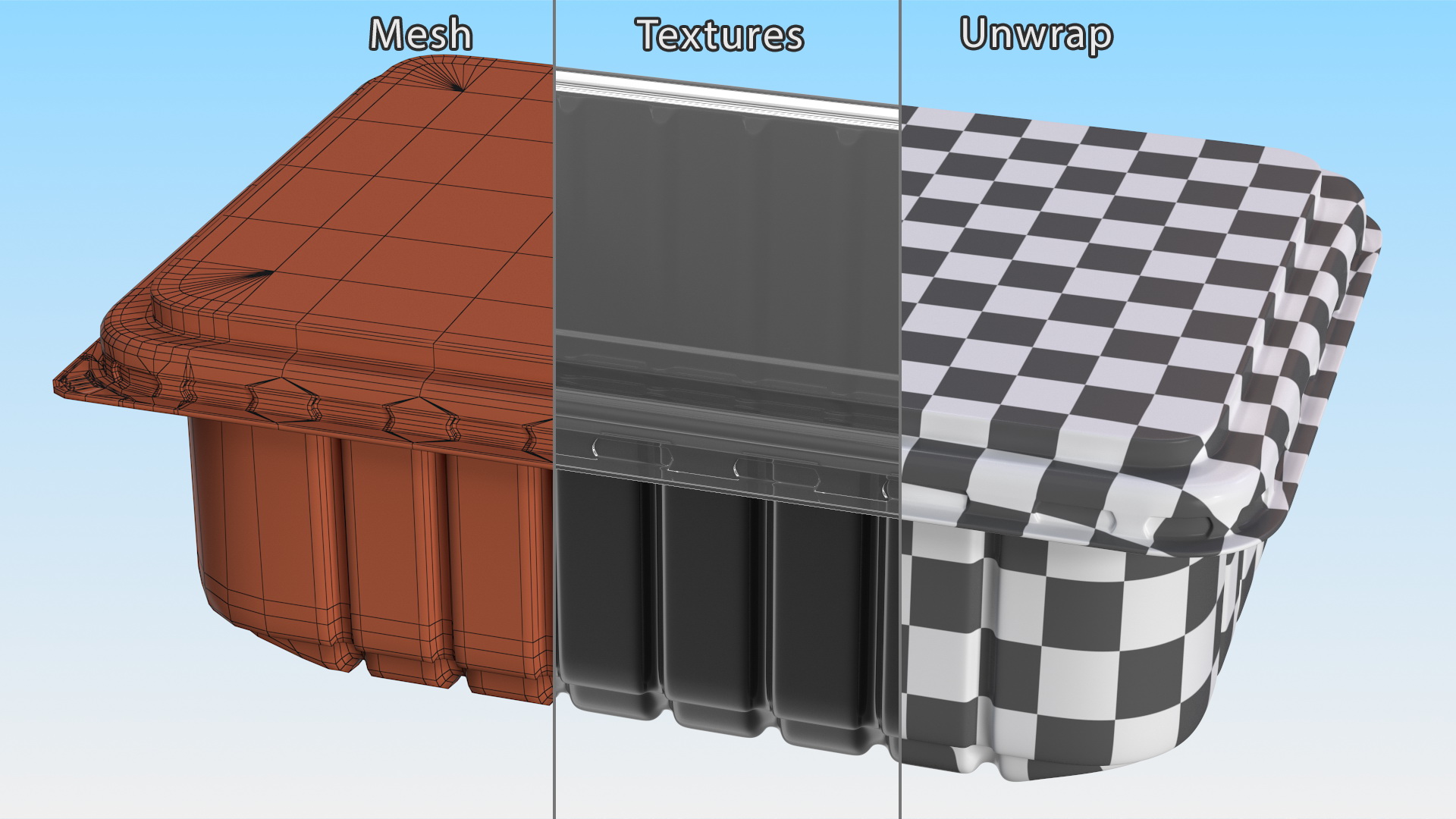 3D model Disposable Plastic Food Tray with Lid 21x15cm
