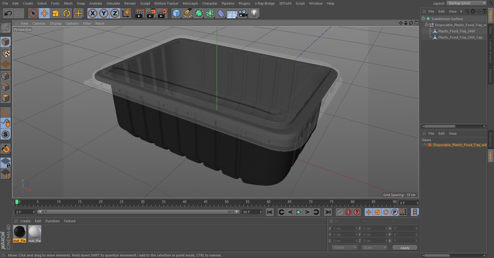 3D model Disposable Plastic Food Tray with Lid 21x15cm