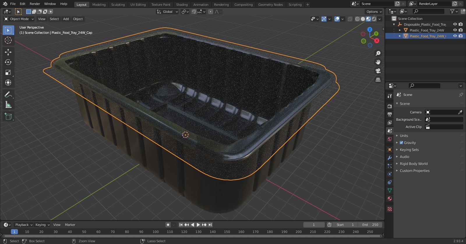 3D model Disposable Plastic Food Tray with Lid 21x15cm