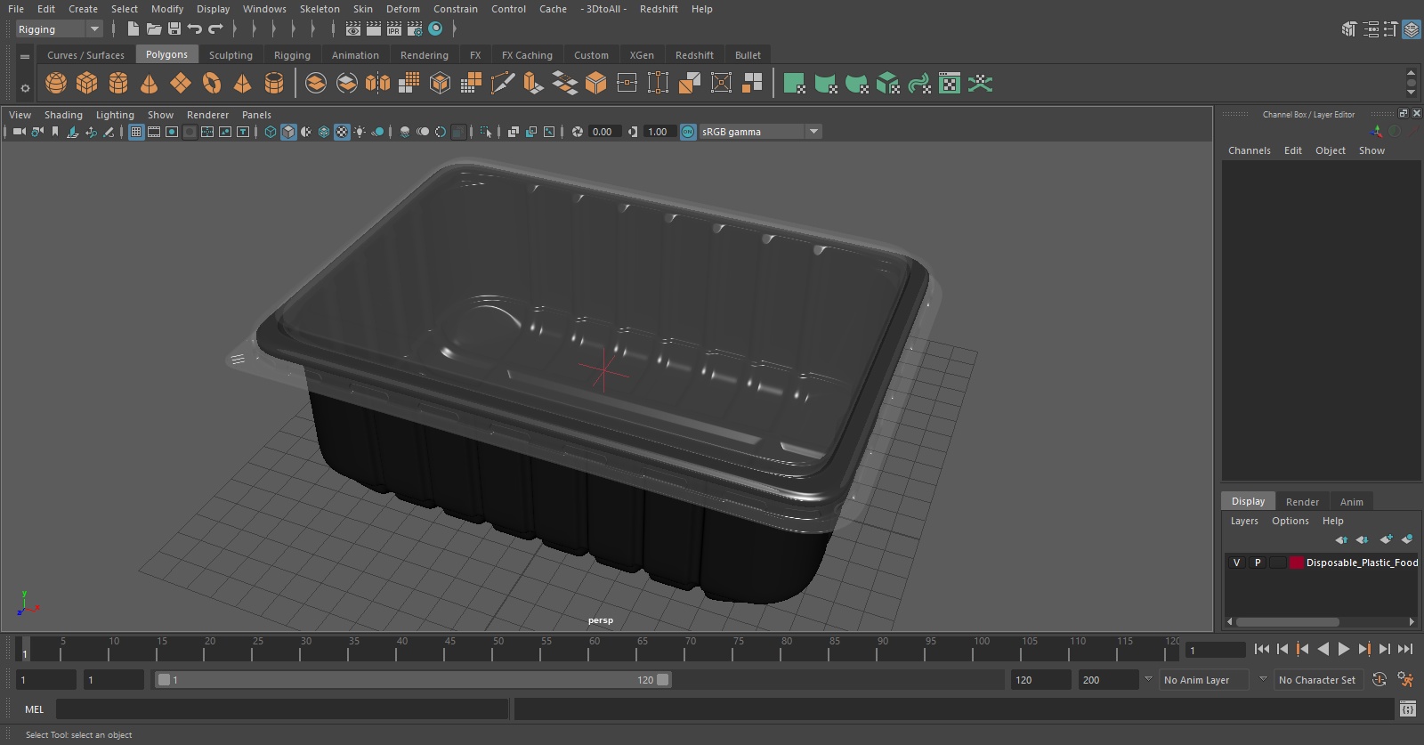 3D model Disposable Plastic Food Tray with Lid 21x15cm