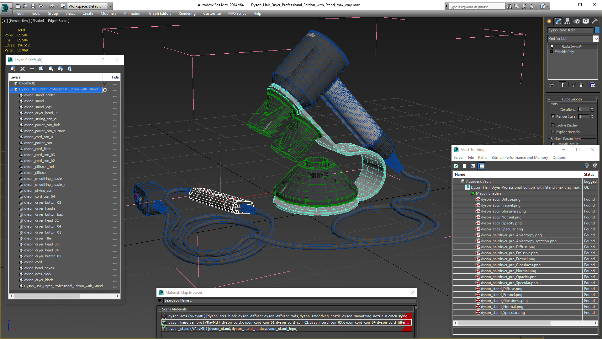 3D Dyson Hair Dryer Professional Edition with Stand model