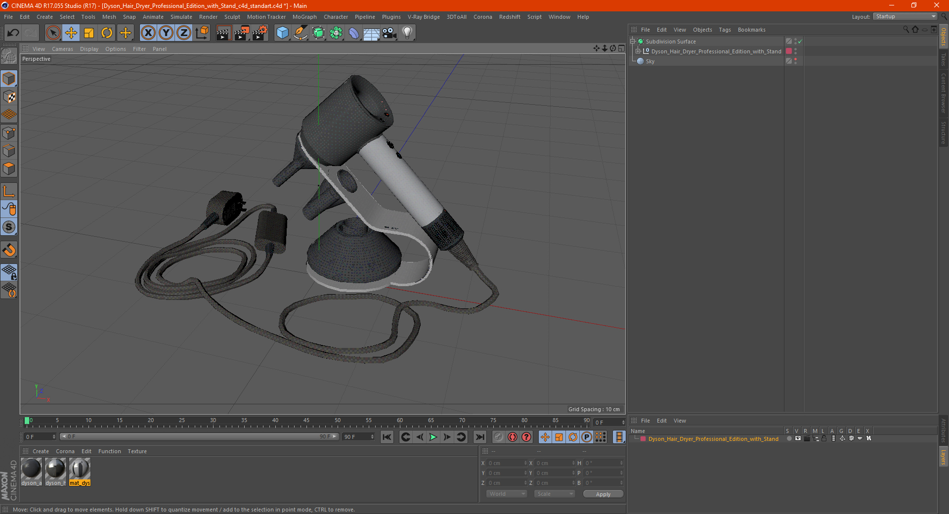 3D Dyson Hair Dryer Professional Edition with Stand model