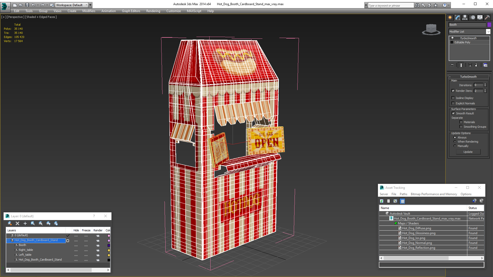 Hot Dog Booth Cardboard Stand 3D model