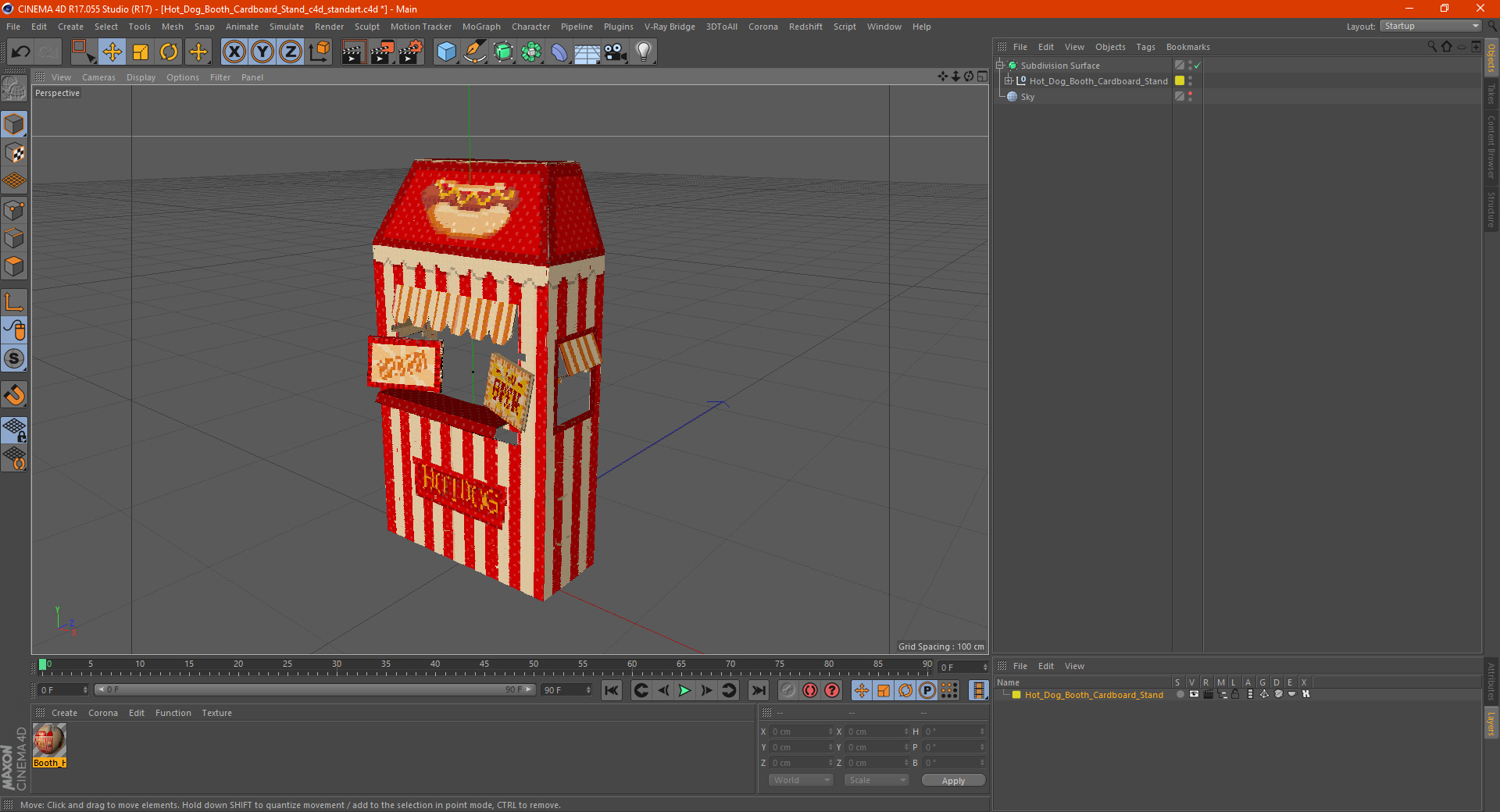 Hot Dog Booth Cardboard Stand 3D model