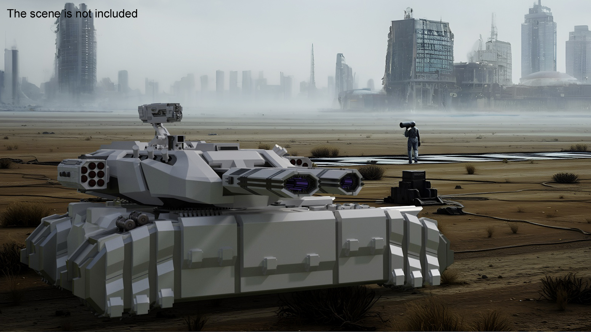 3D Fantastic Heavy Tank White Rigged model