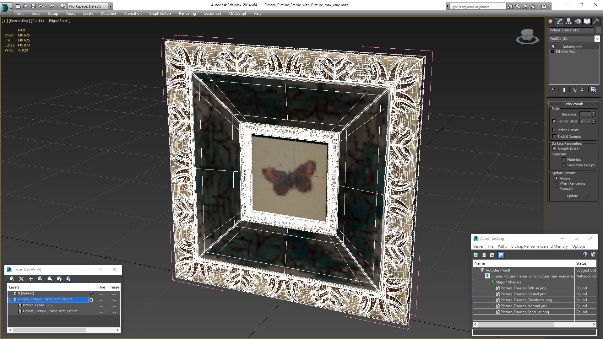 3D Ornate Picture Frame with Picture model
