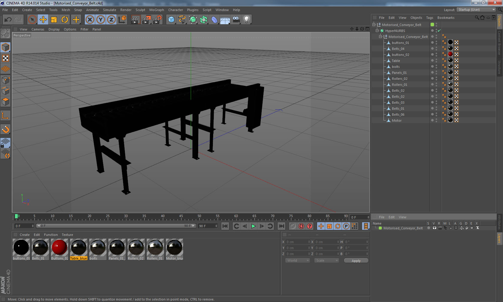 3D Motorised Conveyor Belt model