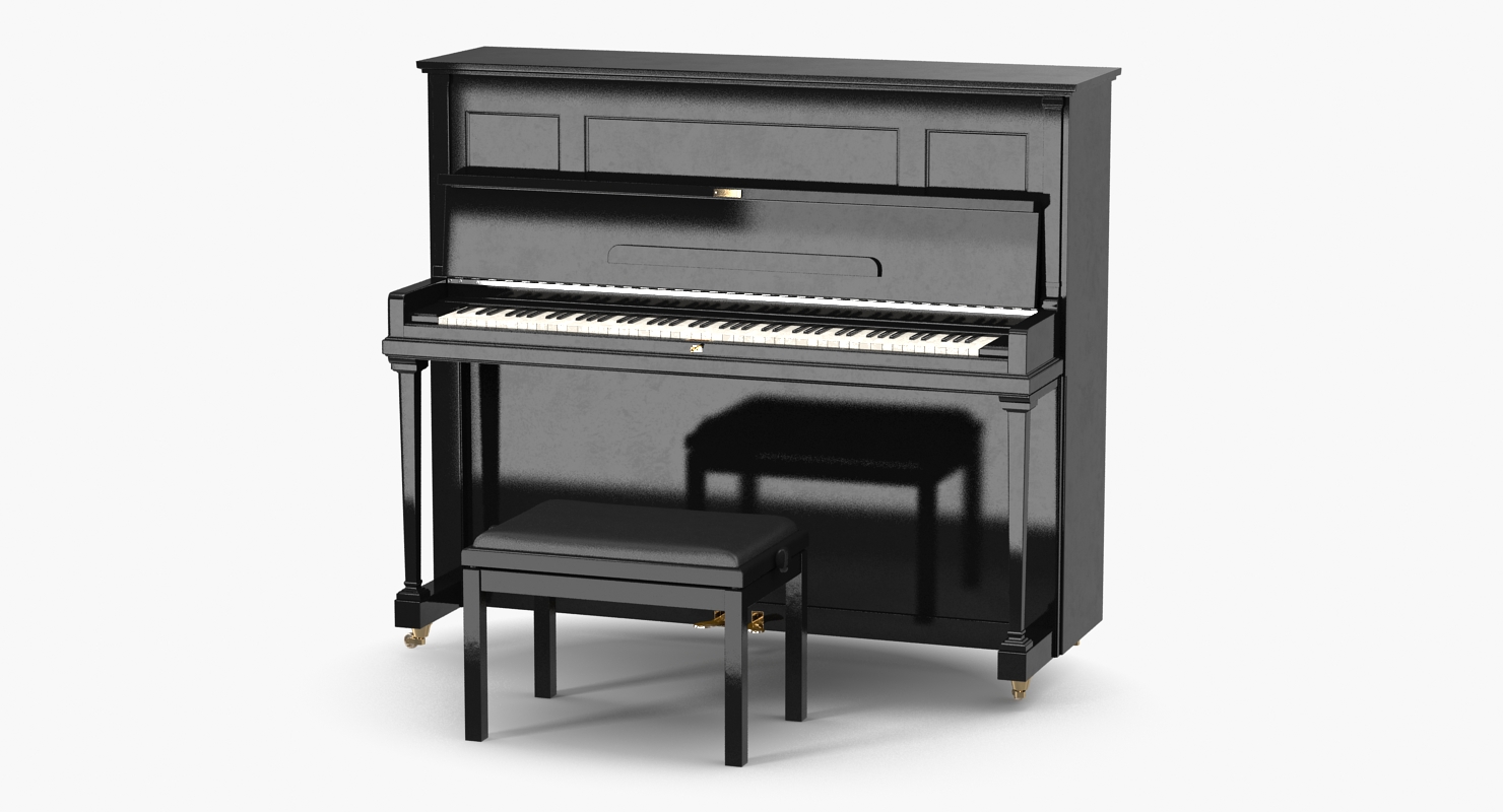 Upright Piano with Bench, view 3