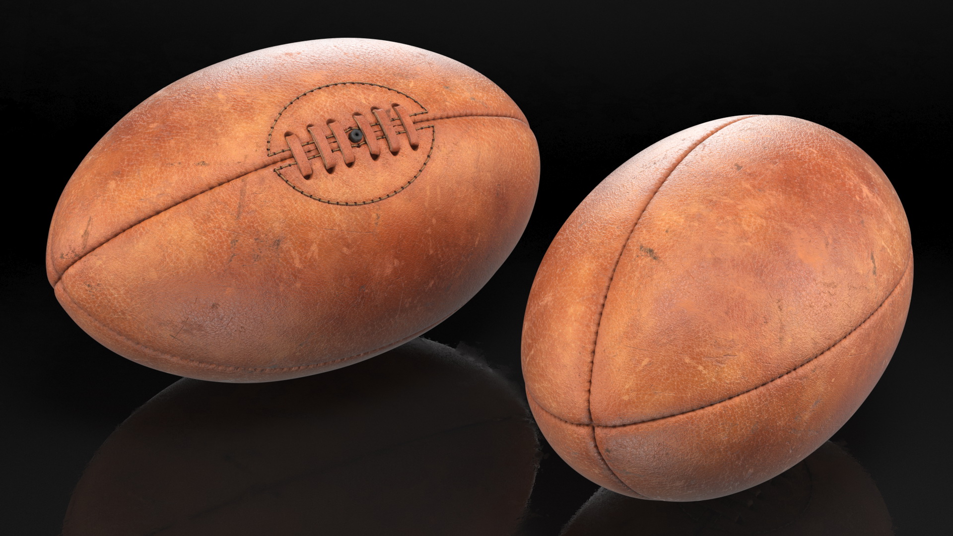 3D Vintage Lace Up Rugby Ball