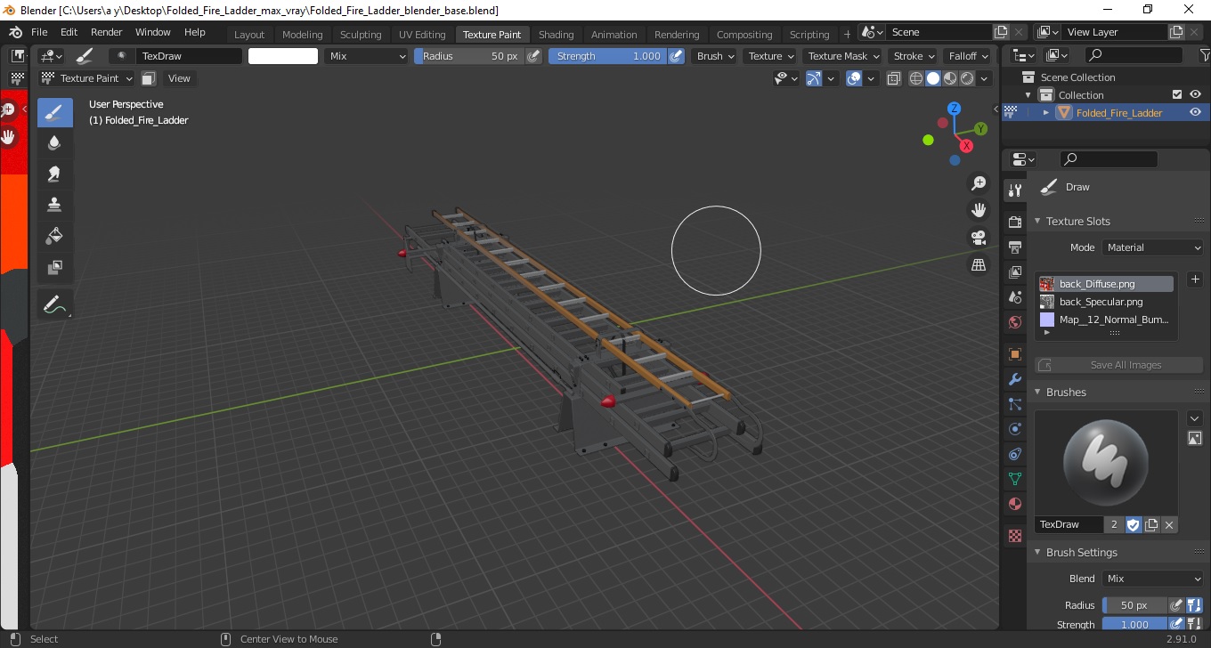 3D Folded Fire Ladder model