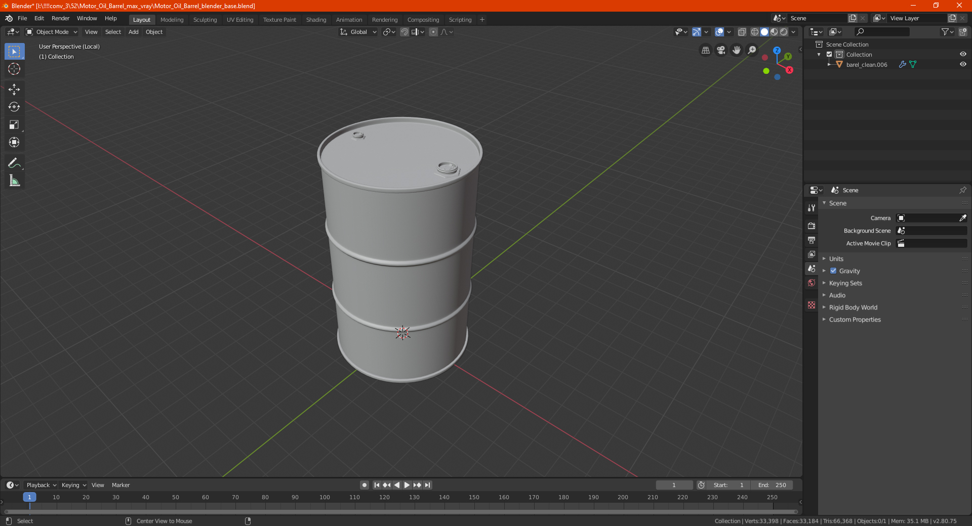 3D Motor Oil Barrel