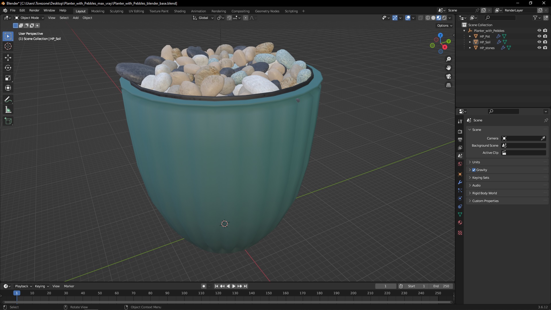 3D model Planter with Pebbles