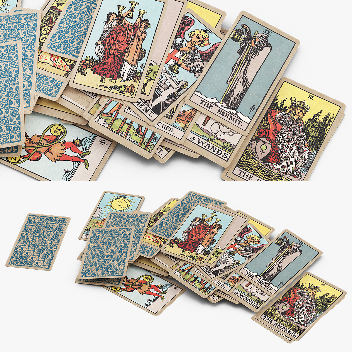 Scattered Rider Waite Tarot Cards