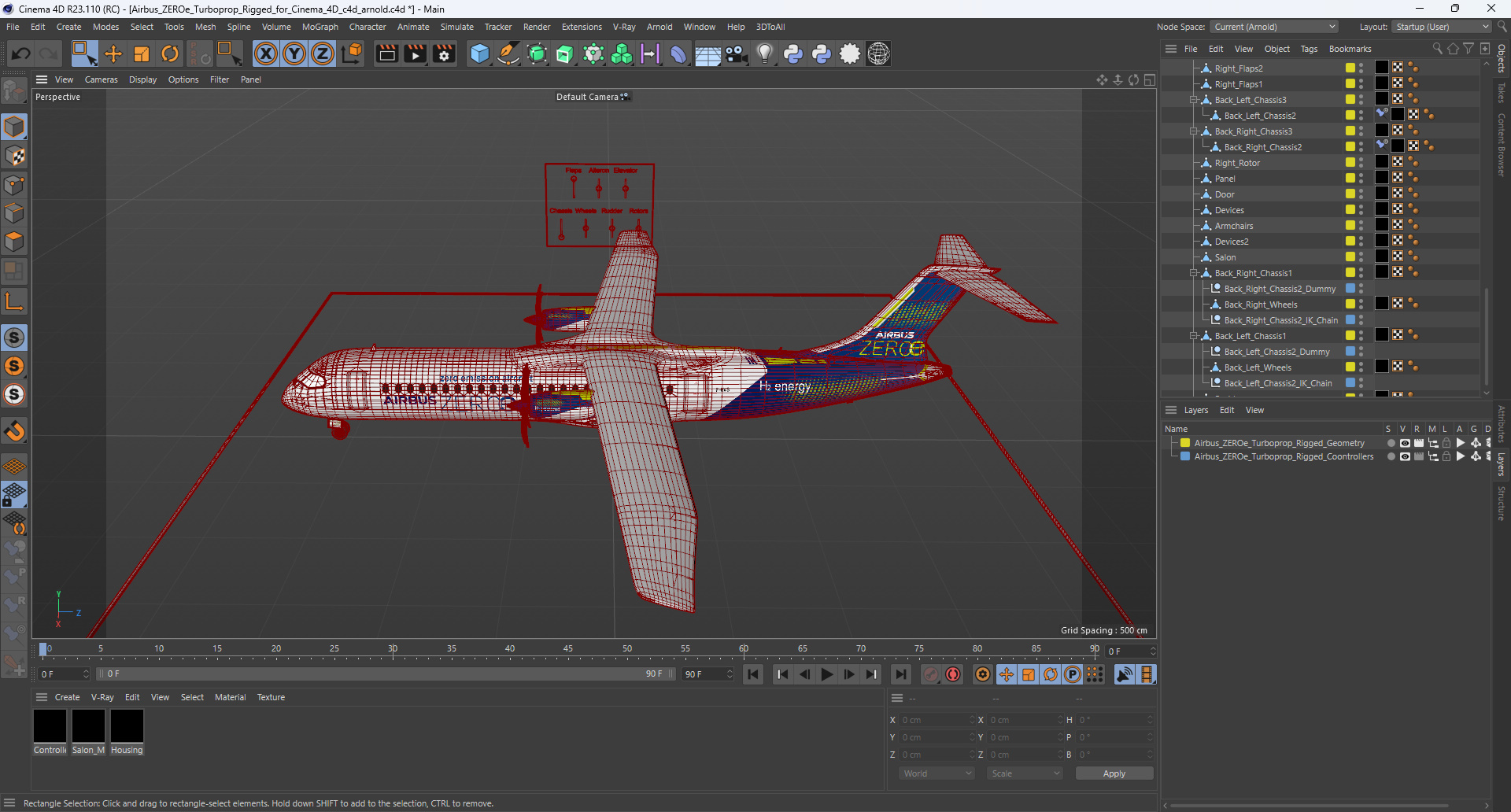 3D Airbus ZEROe Turboprop Rigged for Cinema 4D model