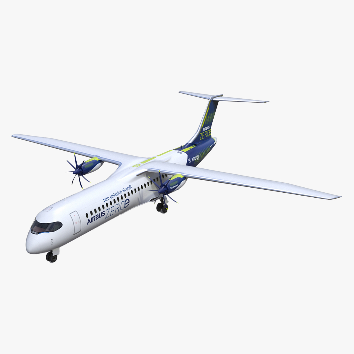 3D Airbus ZEROe Turboprop Rigged for Cinema 4D model