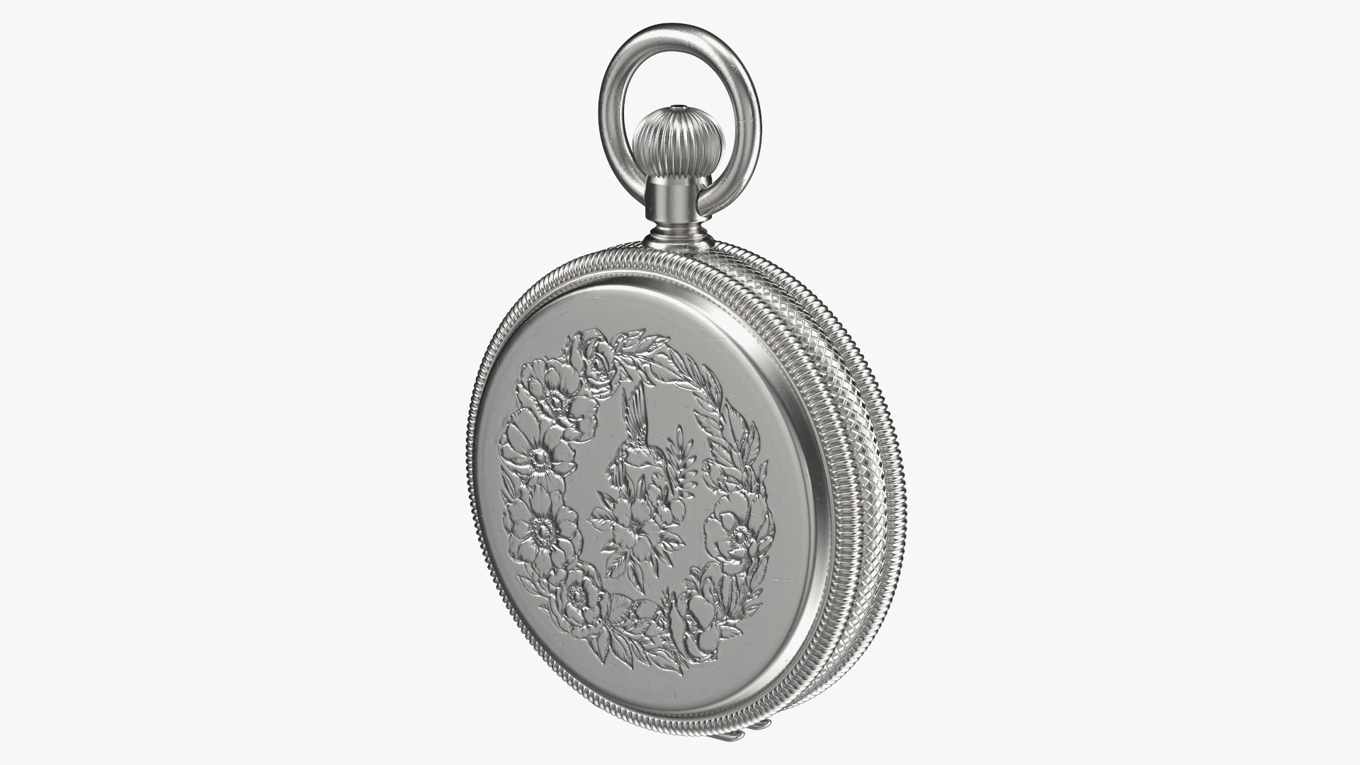 Silver Tiffany Pocket Watch Closed 3D model