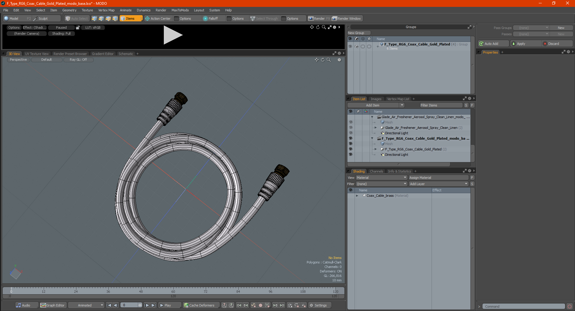 3D F Type RG6 Coax Cable Gold Plated model