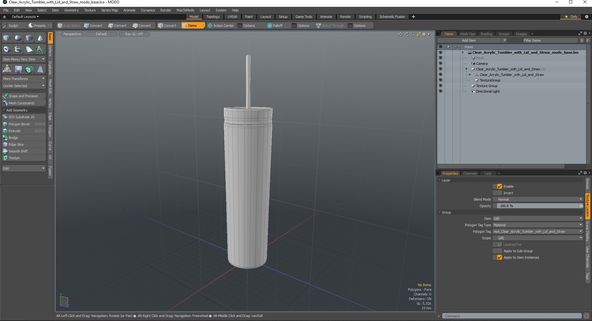 3D model Clear Acrylic Tumbler with Lid and Straw