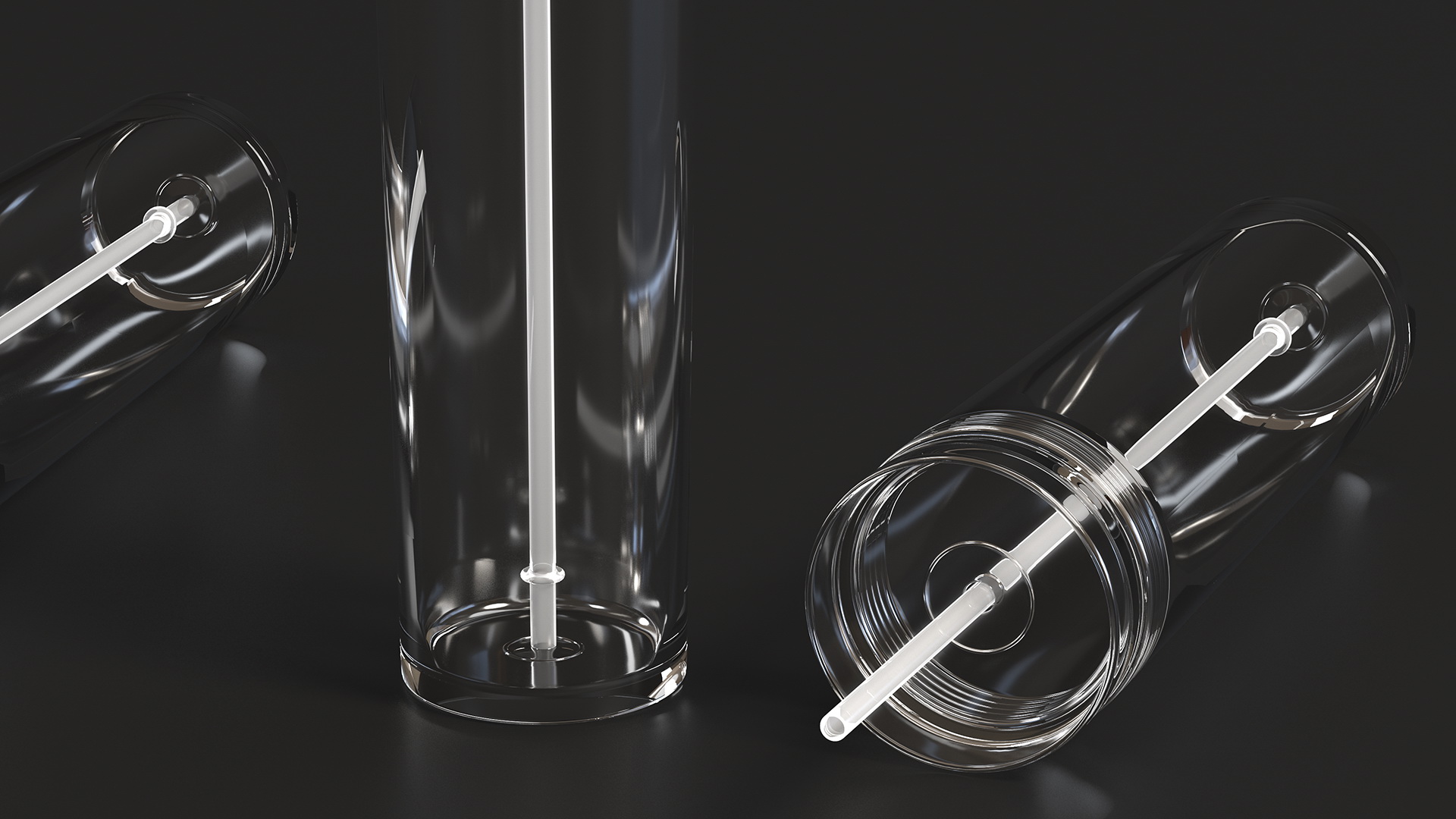 3D model Clear Acrylic Tumbler with Lid and Straw