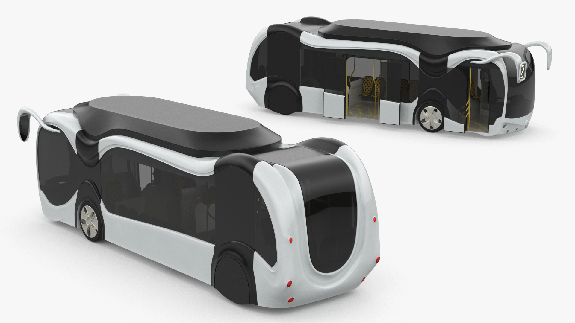 3D Futuristic Electric Bus Concept White Rigged for Maya model