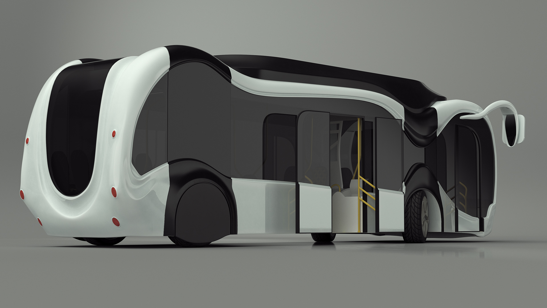 3D Futuristic Electric Bus Concept White Rigged for Maya model