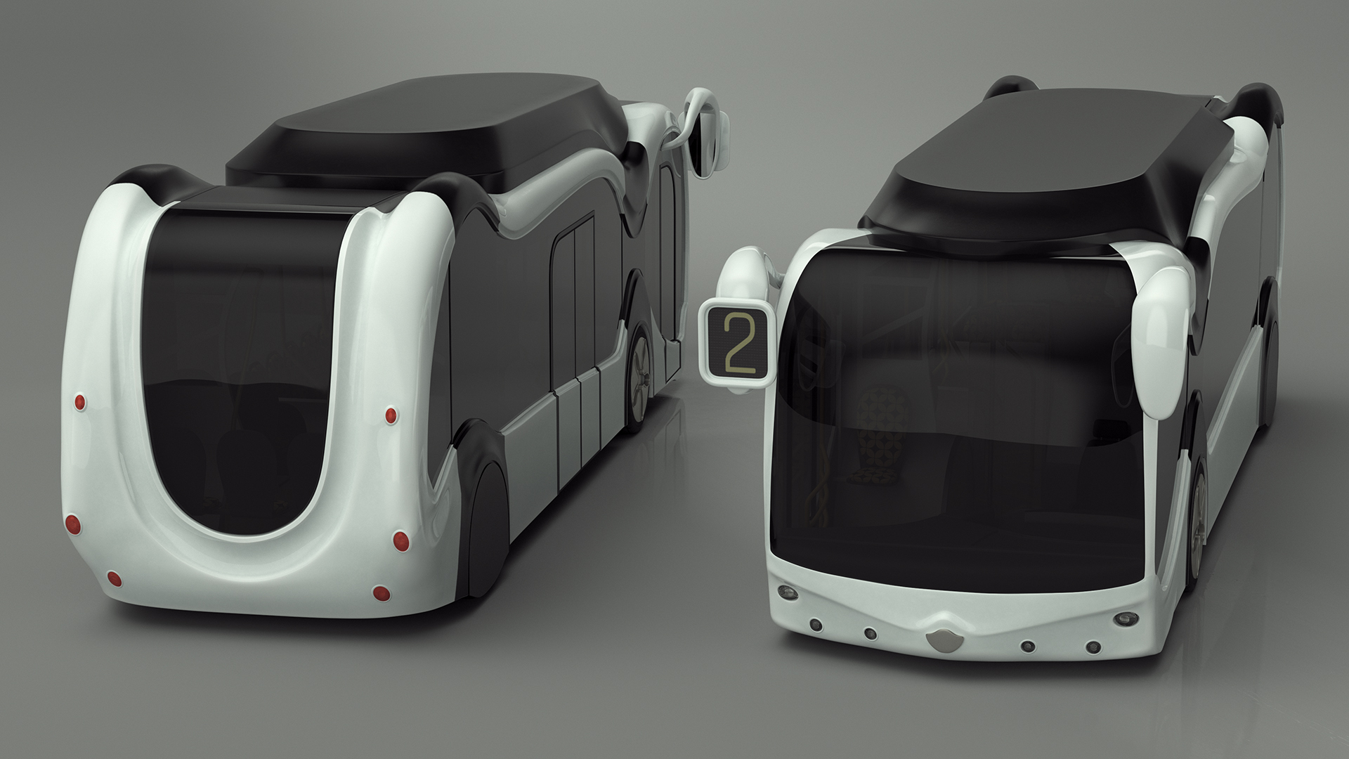 3D Futuristic Electric Bus Concept White Rigged for Maya model