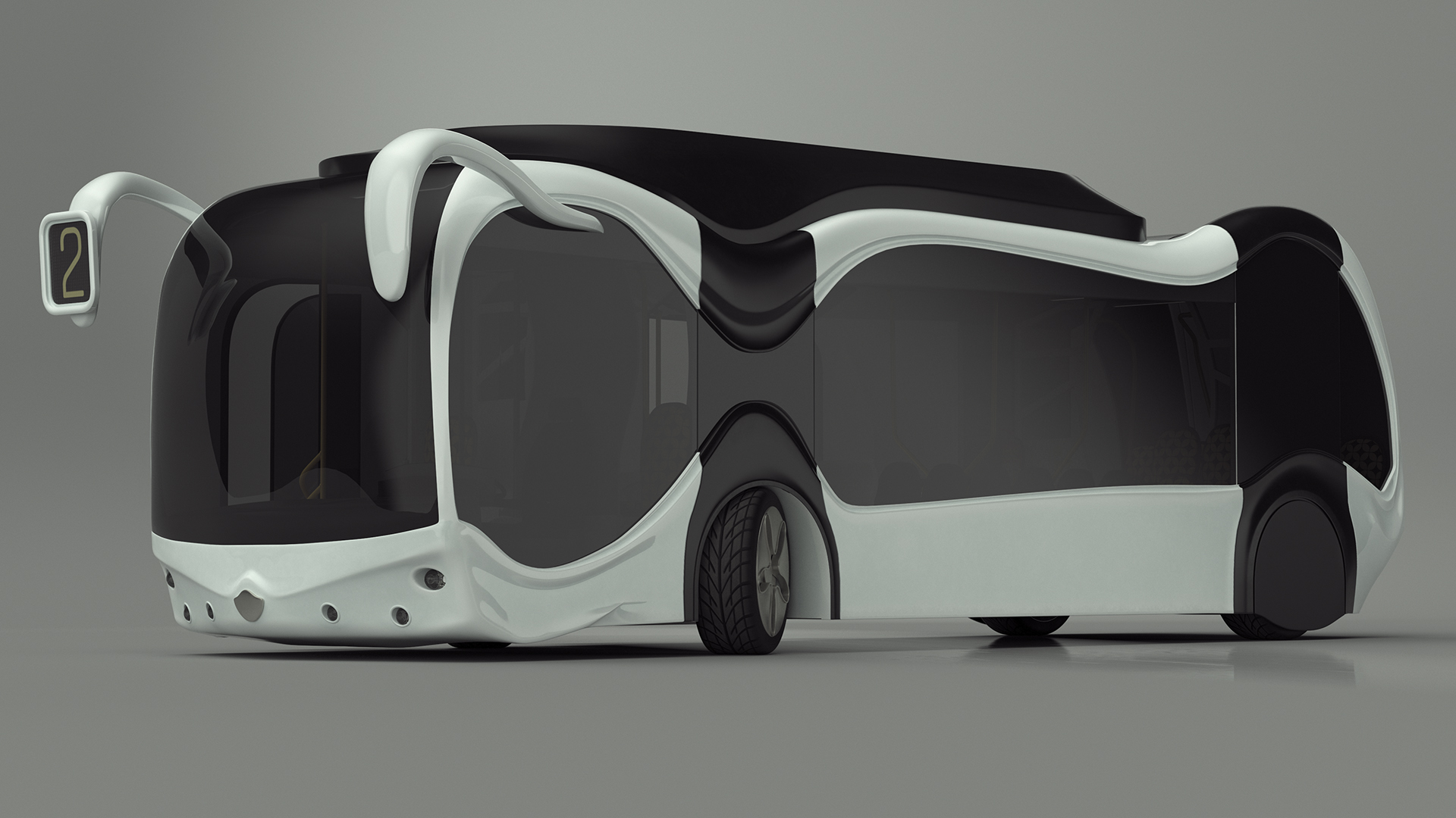 3D Futuristic Electric Bus Concept White Rigged for Maya model