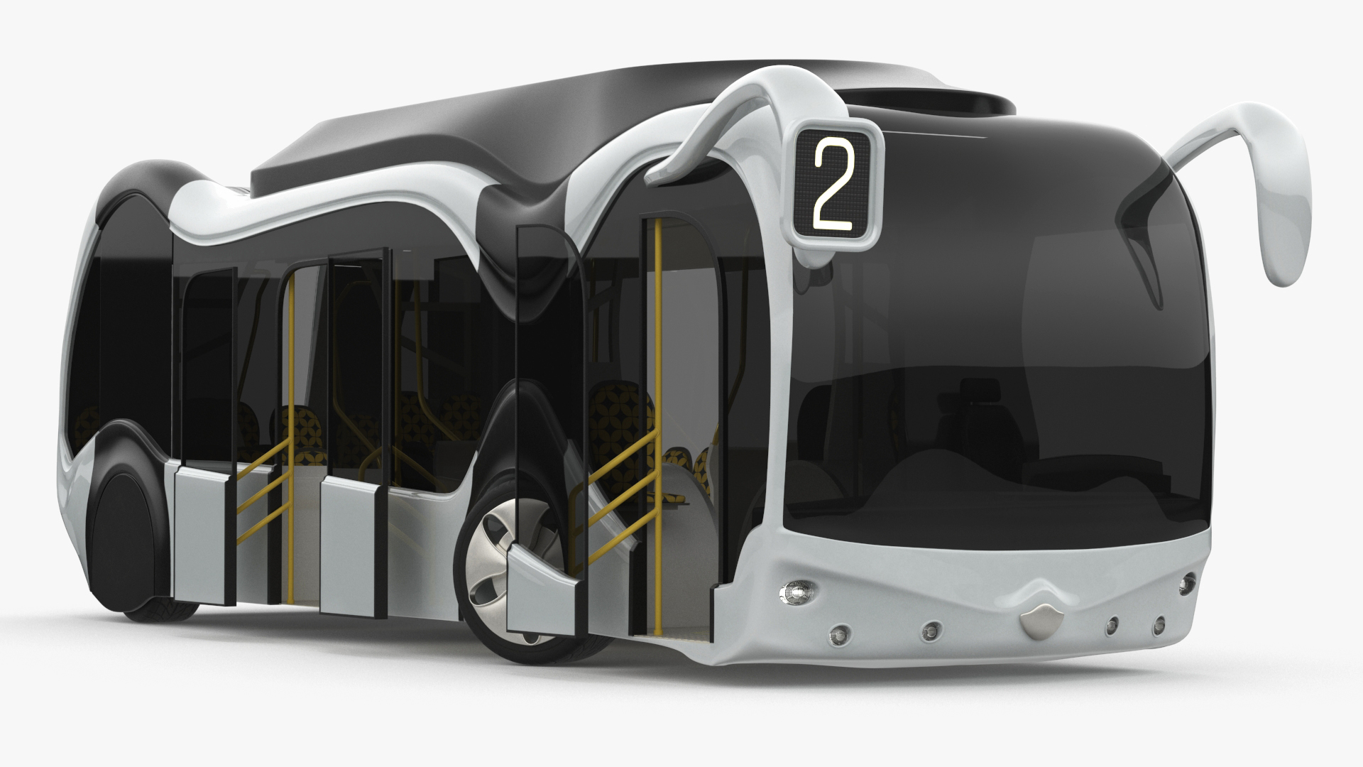 3D Futuristic Electric Bus Concept White Rigged for Maya model