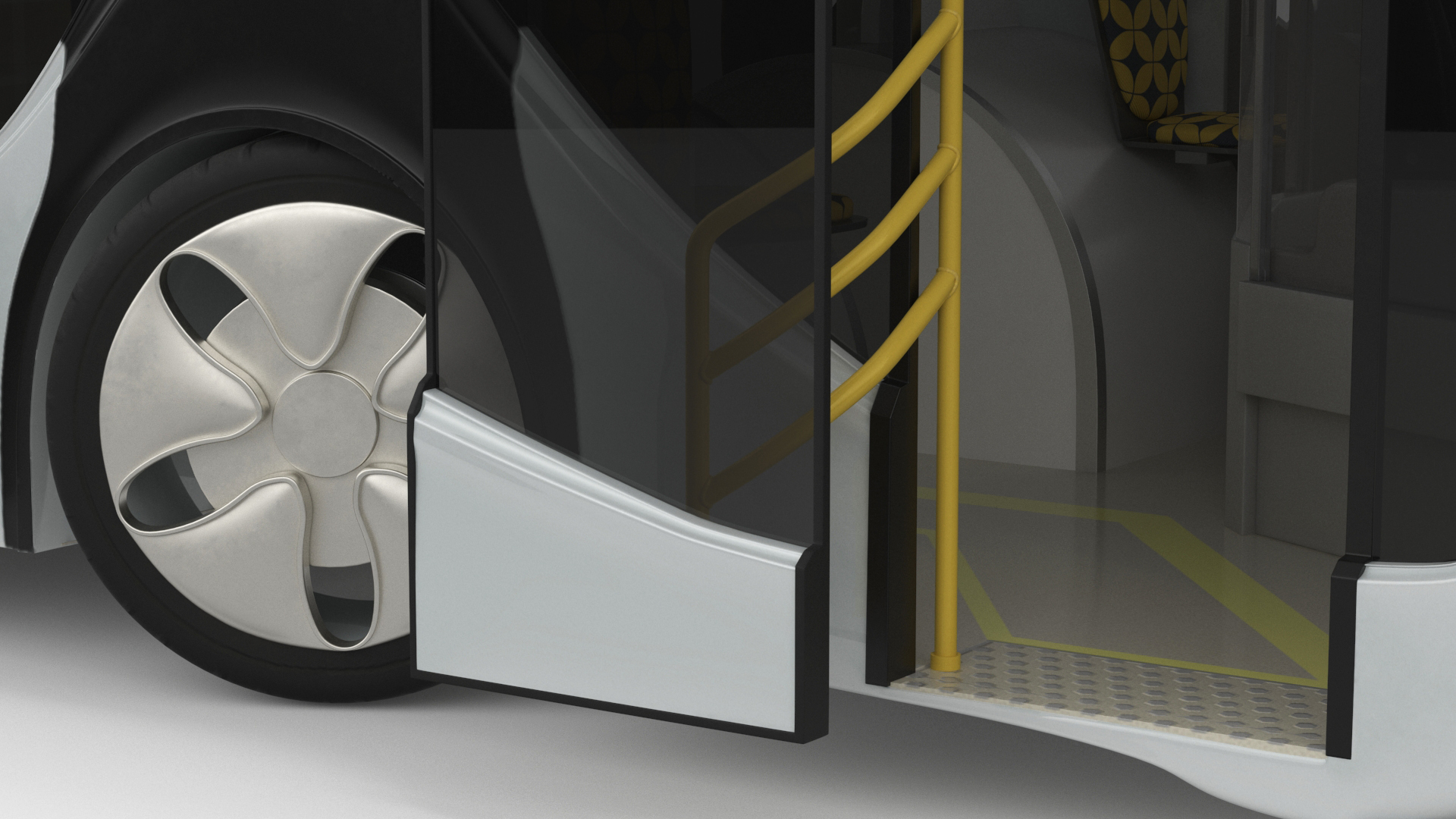 3D Futuristic Electric Bus Concept White Rigged for Maya model