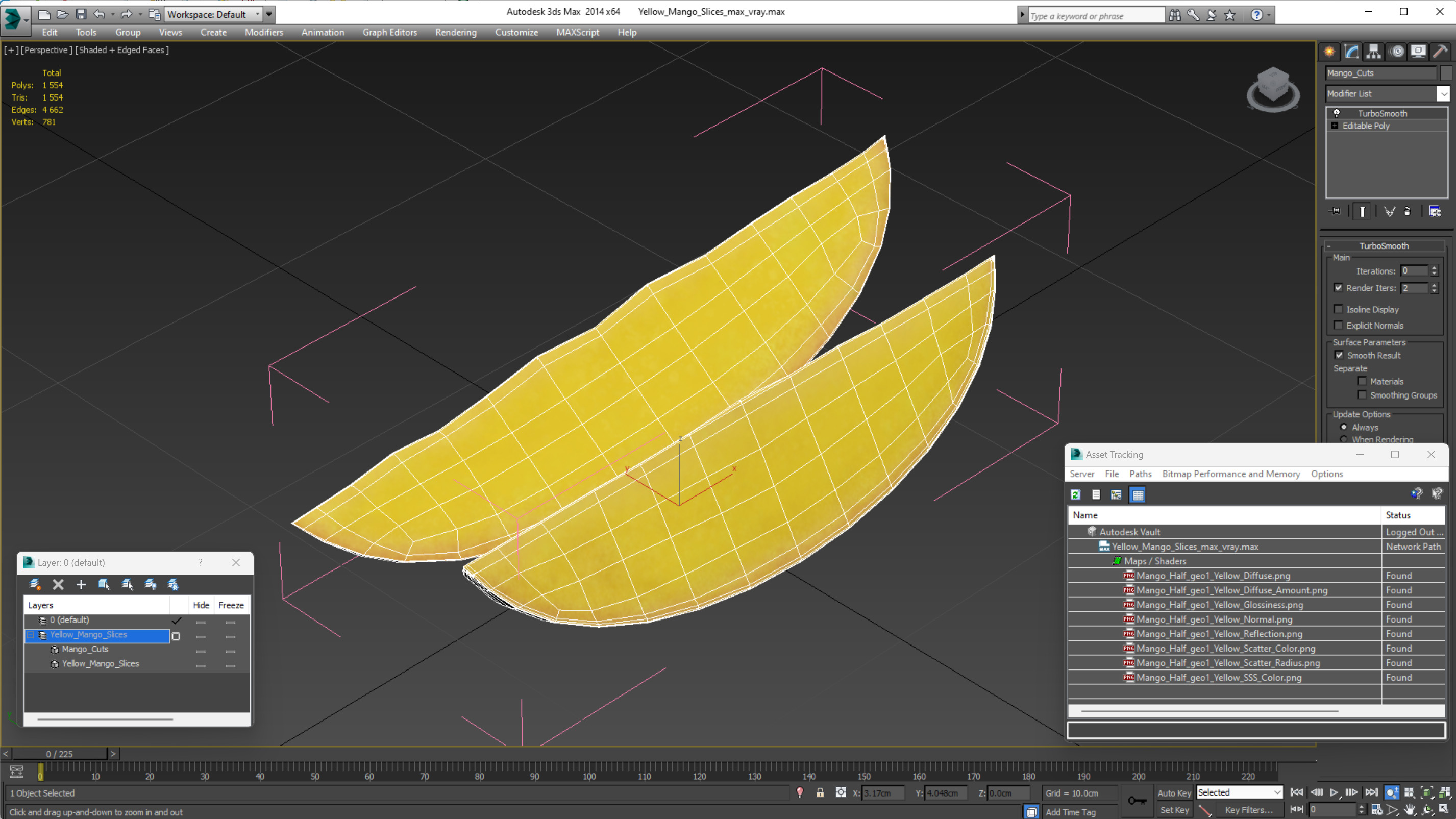 Yellow Mango Slices 3D model