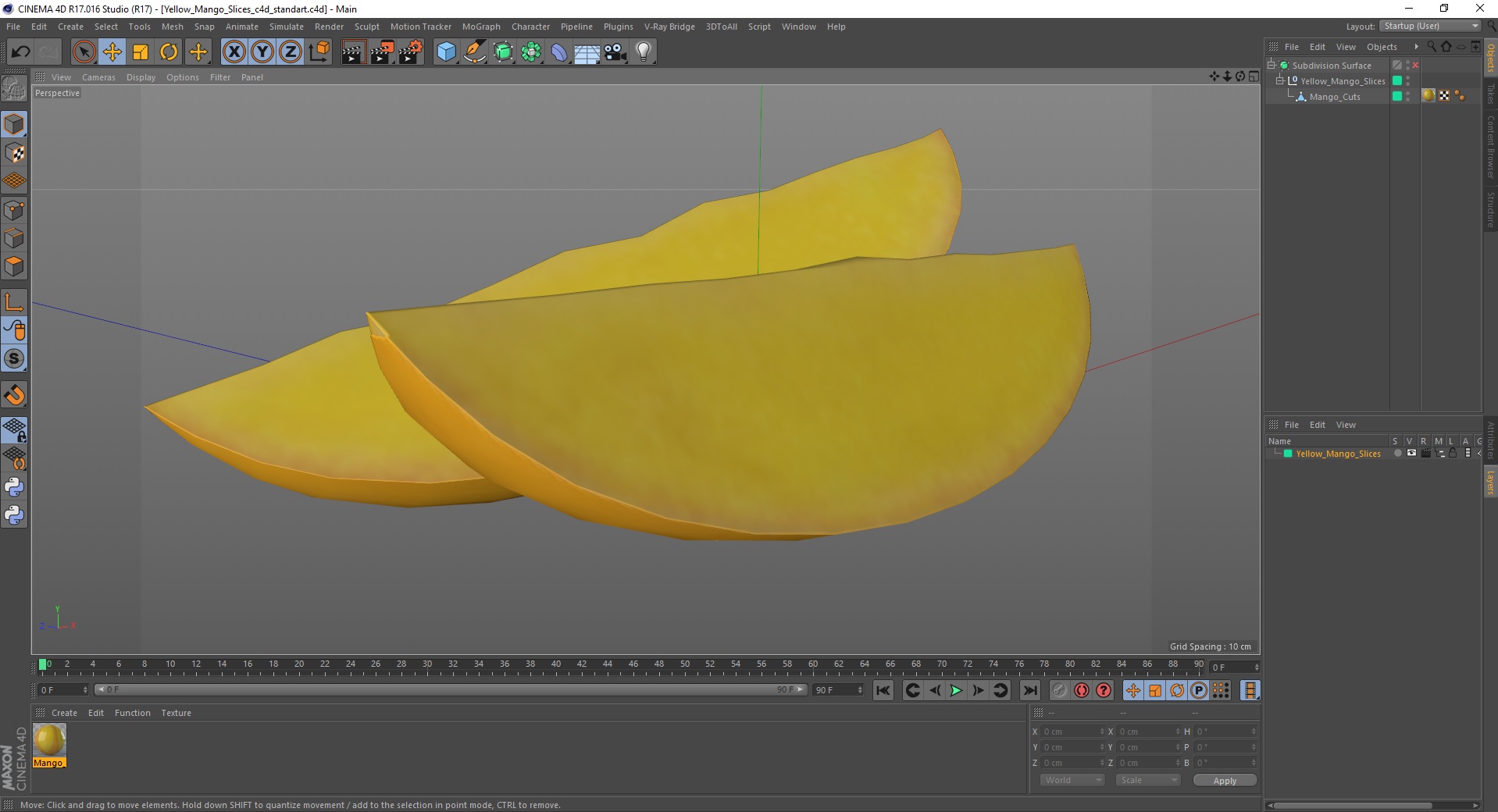 Yellow Mango Slices 3D model