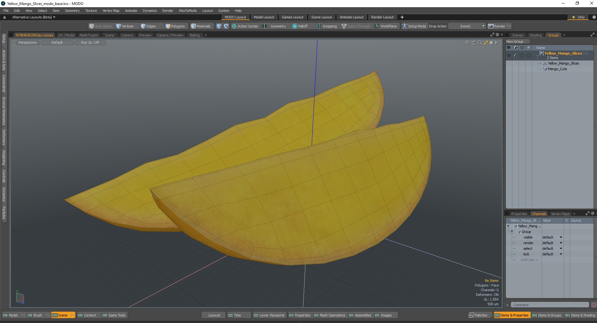 Yellow Mango Slices 3D model