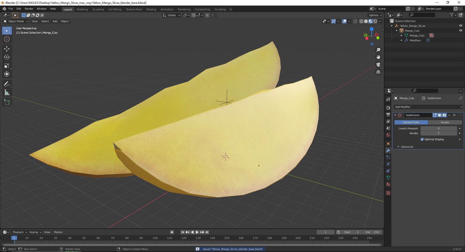 Yellow Mango Slices 3D model