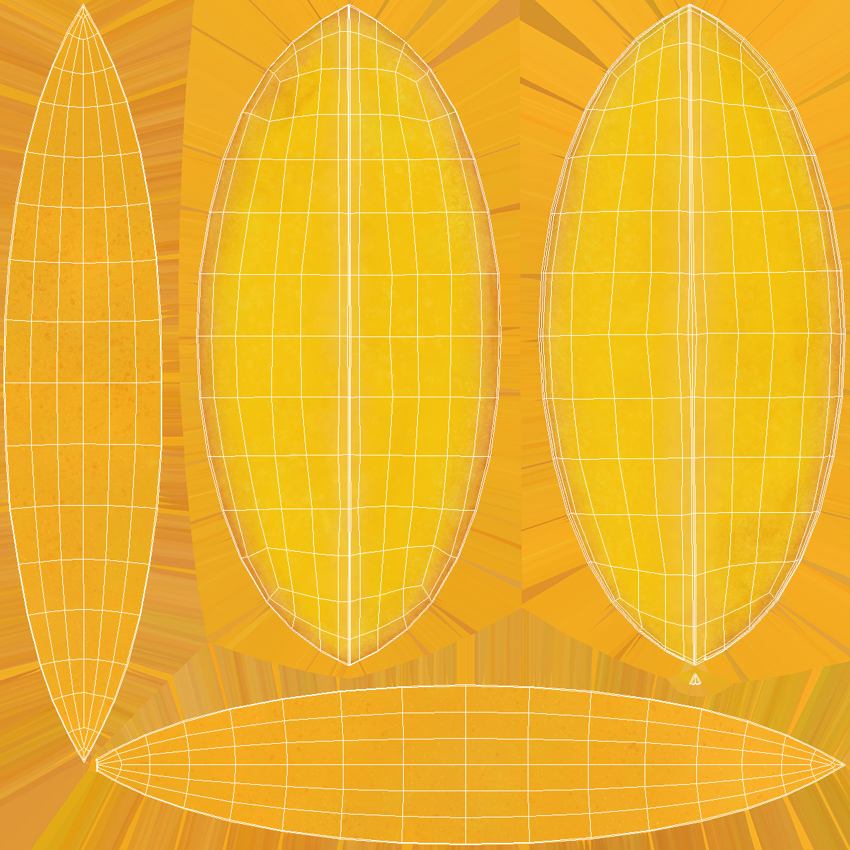 Yellow Mango Slices 3D model