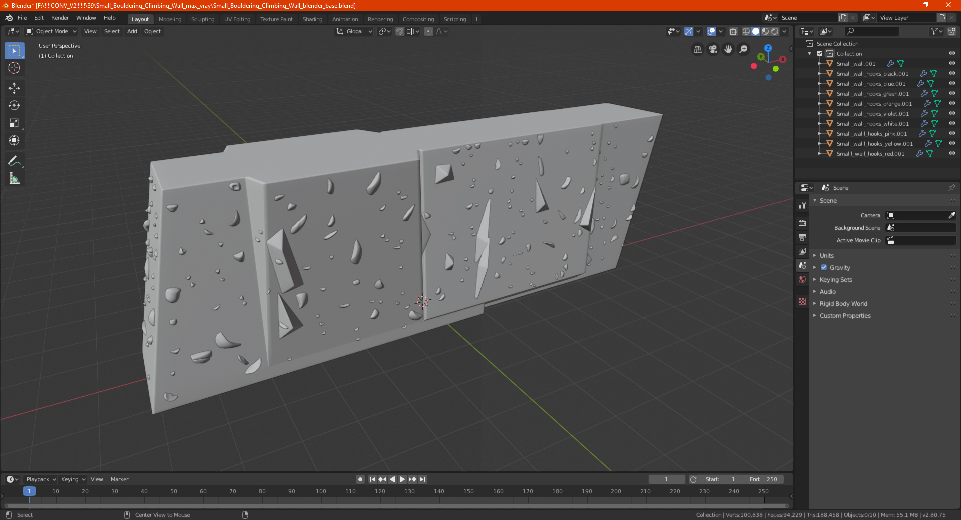 3D model Small Bouldering Climbing Wall