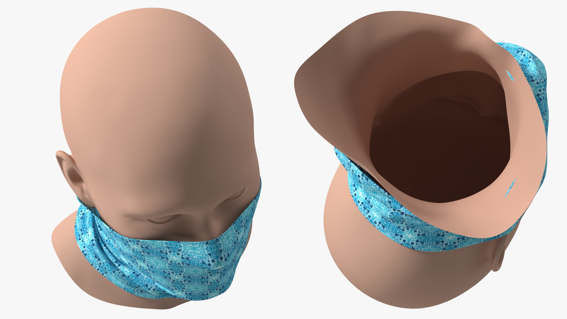 Breathable Half Face Neck Gaiter Blue 3D
