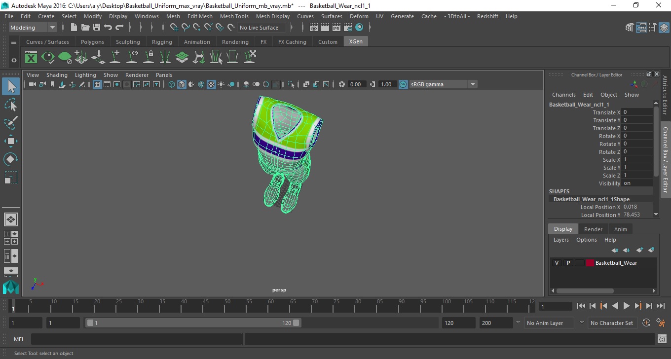 3D Basketball Uniform model