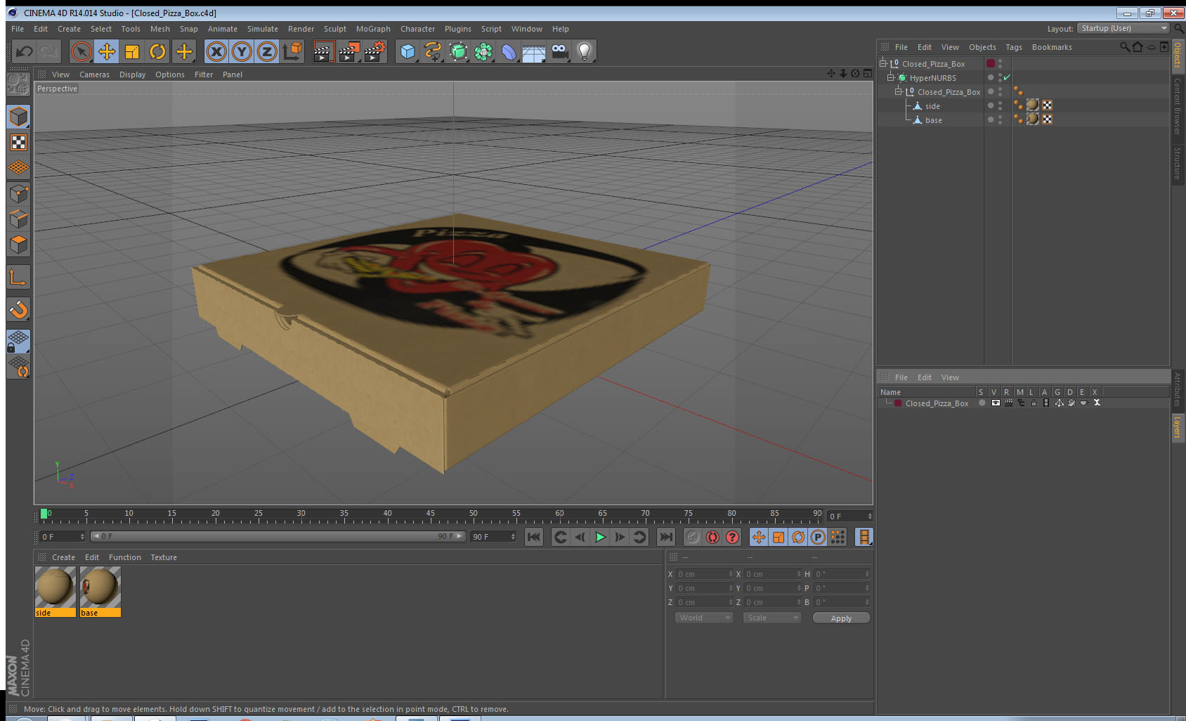 3D Closed Pizza Box