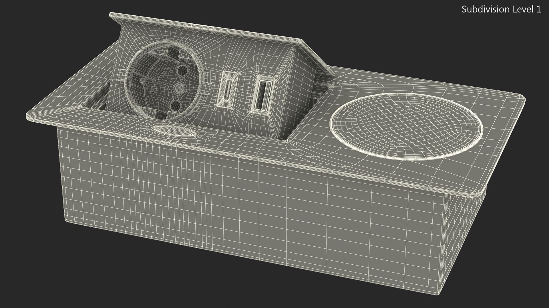 3D Black Single Hidden Socket