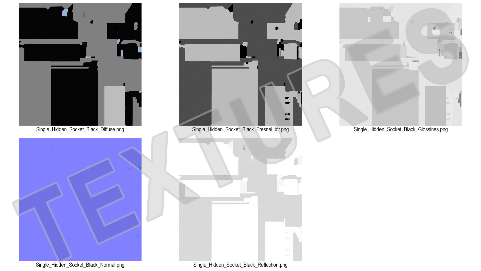 3D Black Single Hidden Socket