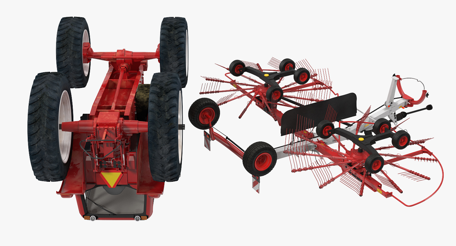 Tractor with Twin Rotary Rake Generic 3D
