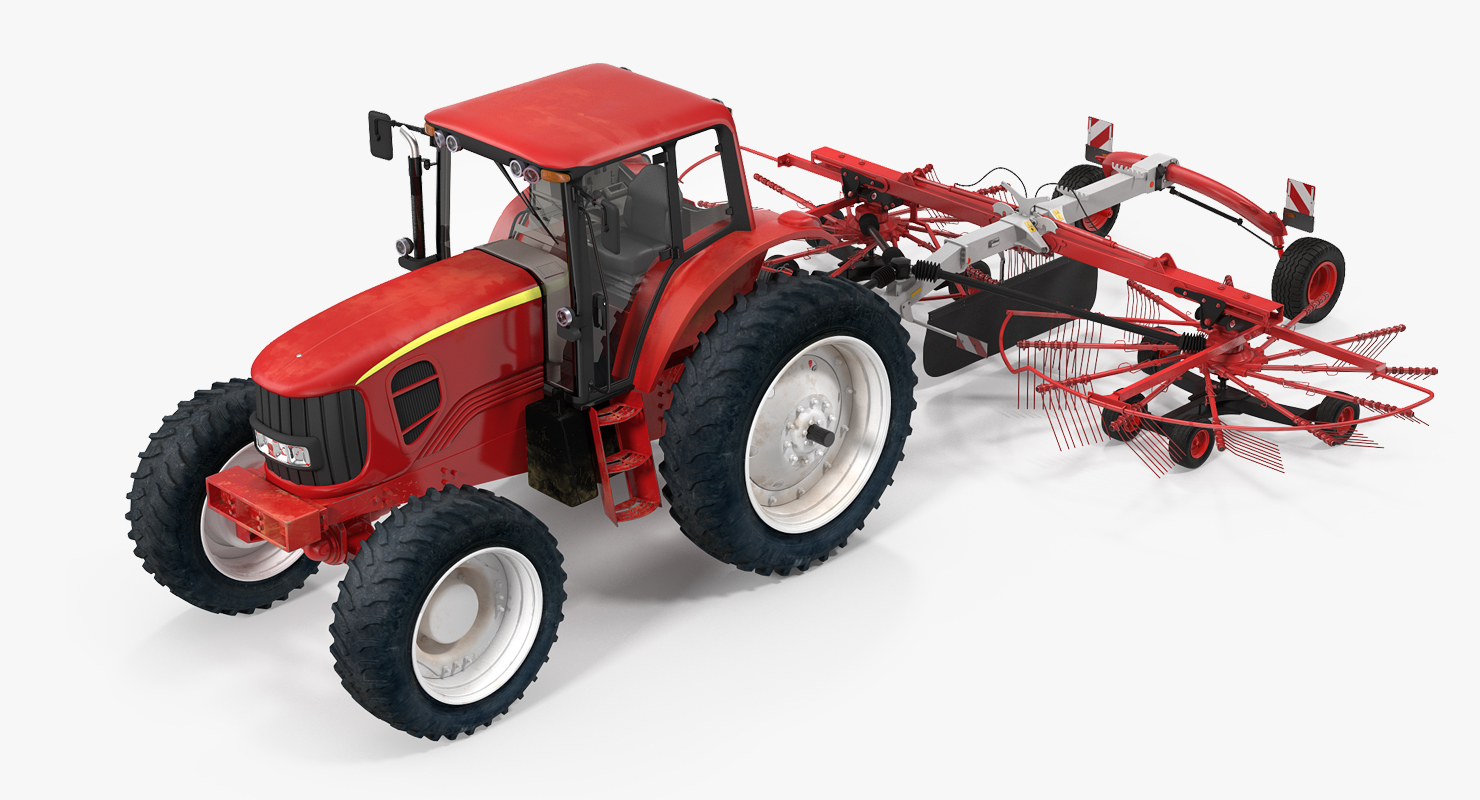 Tractor with Twin Rotary Rake Generic 3D