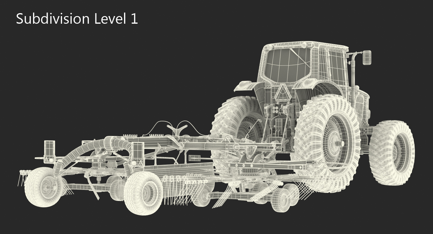 Tractor with Twin Rotary Rake Generic 3D